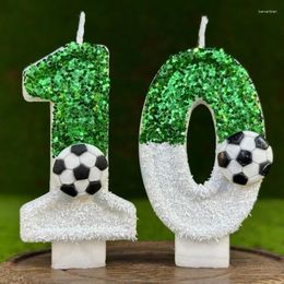 Party Supplies Football Children's Birthday Candles Number 0-9 Green Sparkles Creative Soccer Candle For Boy Cake Top Decoration