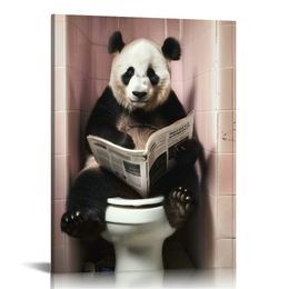 Humour Panda Animal Poster Funny Bathroom Wall Art Home Decor Picture For Bathroom Toilet Room Canvas Painting Print Posters Gift