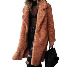 Autumn Winter Faux Fur Coat Women Warm Teddy Bear Coat Ladies Fur Jacket Female Teddy Outwear Plush Overcoat Long6692215