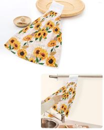 Towel Sunflower Old Spaper Background Hand Towels Home Kitchen Bathroom Hanging Dishcloths Loops Soft Absorbent Custom Wipe