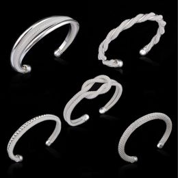 Cuff New 925 Sterling Sier Mesh Bracelets 5 Design Womens Double Wire Twisted Open Bangle For Ladies Hypoallergenic Fashion Jewellery D Dhzhc