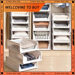 Foldable Clothes Organiser 2022 Wardrobe Storage Drawer Closet Layered Box Separator Partitions Rack Kitchen Bathroom Shelf
