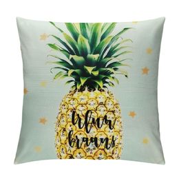 Throw Pillow Cover Yellow Motivational with Pineapple Summer Fresh Design Juicy and Sweet in Bright Color Fruit Food Decorative Pillow Case for Couch Sofa Bed Chair