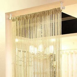 Living Room String Curtain Shiny Tassel Silver Line Cortinas Solid Colour Window Home Door Divider Curtain