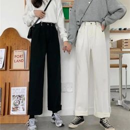 Women's Jeans Women's Fashion Wide Leg Pants 2024 Spring White Plus Size High Waist Streetwear Female Full Length Loose Denim Trousers