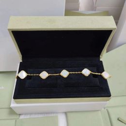 Classic Style Fashion Four Leaf Clover Charm Bracelets 18k Yellow Gold White Mother Of Pearl Designer Bracelet Ladies Wedding Bride Gif 296C