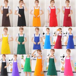 Home Adult Aprons Pocket Craft Cooking Baking Aprons Adult Art Painting Solid Colours Aprons Kitchen Dining Bib Customizable Apron LT996