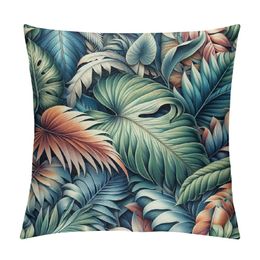 Tropenblattwurf Kissenbedeckung Schöne grüne tropische Palmenblätter dekorativer rechteckiger Kissenbezug für Sofa und Bett Couch