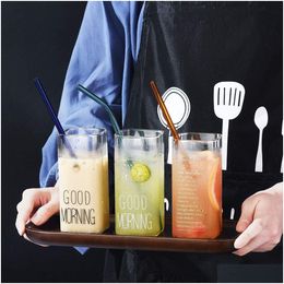 Drinking Straws Eco-Friendly Glass Sts Reusable Mti-Color Cocktail For Juice Milk Coffee Bar Drinks Accessory Drop Delivery Home Garde Otxoj