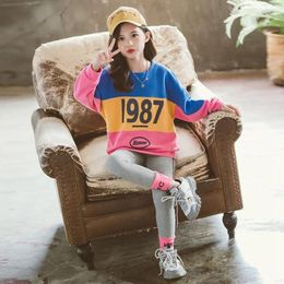 Clothing Sets Children's Alphabet Autumn Korean Version Of Girls' Leisure Sports Suit Patchwork Two-piece Coat Teens