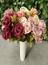 Elegant Artificial Rose Bridal Flower Wedding Bride Bouquet Home Party Decorative Flowers Dinner Table Decor7839540