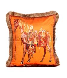 Horse Print Cushion Cover Cotton Linen Colourful Love Horse Home Decorative Pillow Case for Sofa Animal3001289