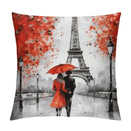 Outdoor Pillow Covers Eiffel Tower, Paris Couple Maple Eiffel Tower Home Decorative Throw Pillow Case Cushion Cover for Men/Woman/Girls/Boys/Bed/Sofa/Office/Car,