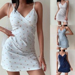 Casual Dresses Y2k Vintage Floral Cross Camis Dress Women Slim Sleeveless V-Neck Summer Sexy Cute Backless Party Black Mini Woman Cloth