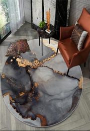 Chinese Style Abstract Landscape Black Carpet Round Coffee Table Rug Living Room Circle Area Rug For Bedrooom Decor Bedside Mat4789162