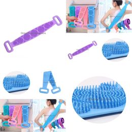 Bath Tools & Accessories Silica Gel Brushes Towels Rubbing Back Mud Peeling Body Mas Shower Extended Scrubber Skin Drop Delivery Healt Dhr8W