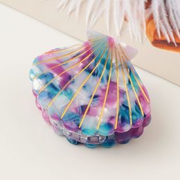 1PC Lady Shell Shape Acrylic Hair Clips Beach Hairpins Acetate Barrette Beauty Hair Grips Girl Headwear Hair Styling Accessories