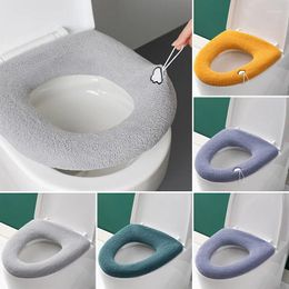 Toilet Seat Covers Warm Cover Pads For Bathroom Soft Thick Cusion With Handle Stretchable Fibres Easy Installation Washable