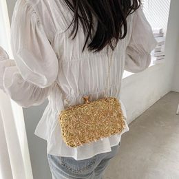 Shoulder Bags Golden Evening Clutch Bag Women Wedding Shiny Handbags Bridal Metal Bow Clutches Chain 324H