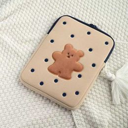 Korea Cartoon Tablet Case Cute biscuits bear protective cover for laptop ipad pro 9 7 11 13 15 6 inch Storage Sleeve inner bag 202211 238L