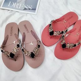 Slippers Leopard Shoes Woman's Luxury Slides Jelly Flip Flops Female Tap Low 2024 Designer Glitter Flat Hawaiian Beach Crystal F