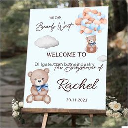 Other Event & Party Supplies Personalised Welcome Baby Shower Sign Bear We Can Bearly Wait Customised Kt Board For 1 Year Birthday Dec Dhkdp