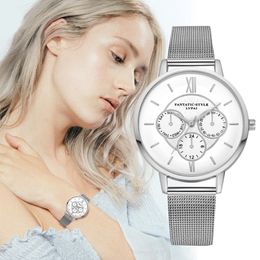 2020 New Luxury Women's Watch Silver Stainless Steel Watch Women ladies Casual Dress Quartz Wristwatch Clock 299W