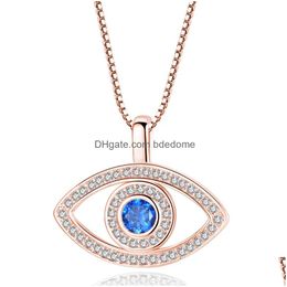 Collane a sospensione di alta qualità blu e malvagia collana bling zirconia cubica cz sier box catene per donne gol -gioielli di tacchino dr dhpc0