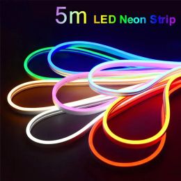 LED Neon Light Strip Flexible Silicone Set 5M 600LED Flexibility Lights Embedded Linear Waterproof Light Tape DIY Pattern Text for Indoors Outdoors Decoration