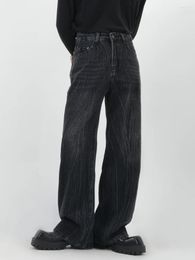 Men's Pants Pleated Vintage Wash Jeans Loose Casual Straight Leg Wide-leg Floor-length Trousers