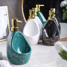 Liquid Soap Dispenser Platinum Marble Texture Ceramics Hand Sanitizer Bottle Detergent For Kitchen Box Bathroom Accessories
