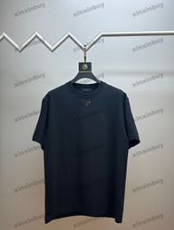 xinxinbuy Men designer Tee t shirt 2024 Italy nylon pocket letter jacquard pattern cotton short sleeve cotton women Grey black khaki blue white XS-L