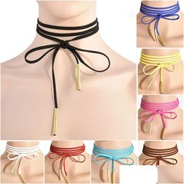 CHOKERS 11 colori Minimalista veet a strati lunghi cravatta per pavone da branco Collana regolabile per donne Accessori per gioielli alla moda