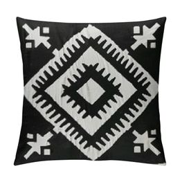Black White Aztec Throw Pillow Cover, Boho Tribal Geometric Pillowcase, Modern Farmhouse Cushion Case for Couch Sofa Bed