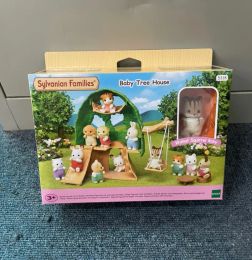 Sylvanian Families Anime Girl Figures Kindergarten Series Happy Primary School Rainbow Castle School Bus Tree Cabin Kids Toys