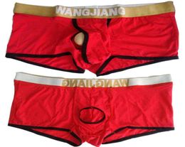 Open Front Sexy Mens Underwear Boxers Wangjiang Ice Silk Transparent Boxer Shorts Men Crotch Hole Male Underpants Slip Homme Sex7147771