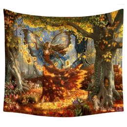 Tapestries Fantasy Art Forest Fairy Autumn Scenery Painting Theme By Ho Me Lili Tapestry For Room Decor