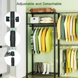 Ulif E1 Heavy Duty Closet Garment Rack, 6 Tiers Adjustable Metal Freestanding Expandable Clothing Storage with 4 Hanger Rods