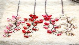 7PCSlot Plum Cherry blossoms Silk Artificial flowers plastic stem Sakura tree branch Home table Decor Wedding Decoration Wreath T1587787