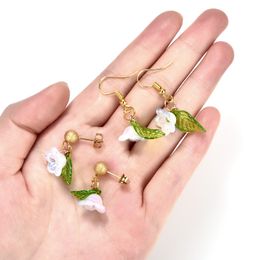 50pcs Acrylic Flowers Beads Caps Jewelry Findings Bell Orchid Pendant Bracelets Earrings Spacer Beads Jewelry Making Accessories