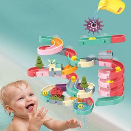 Bathroom Set Children's Bathing Slide Paradise Water Playing Turn Music Baby DIY Wall Track Toys L2405