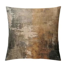 Brown Abstract Art Painting Throw Pillow Cover Brown and Grey Pillow Case Modern Soft Standard Pillow Cases Soft Decorative Cushion Covers for Bed,Sofa