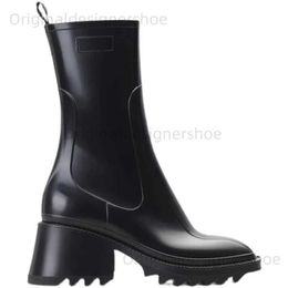 Boots XPAY Women Ankle Boots PVC Rain Boots Chunky Heel Height Increasing Short Boots Thick Sole Motorcycle Boots For Size 35~40 T240529