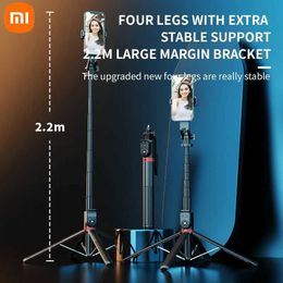 Selfie Monopods 2.2M Bluetooth selfie stick tripod with 360 rotation PTZ handheld selfie stick foldable phone holder Android iOS monopod S2452901