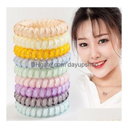 Hair Rubber Bands Jelly Ring Telephone Line Elastic Spring Hair-Rope Ties Wear Access Diameter Women Pony Tails Holder Drop Delivery Dh2Jf