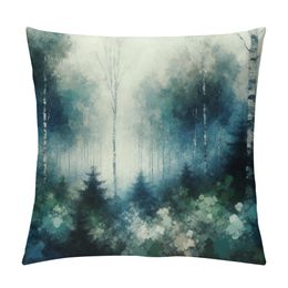 Forest Nature Wild Trees Cotton Linen Lumbar Waist Throw Pillow Case Nordic Style Decorative Cushion Cover Home Sofa 12x20 Inches