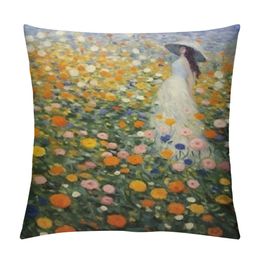 Pillowcase Garden by Gustav Klimt Art Paintings Throw Pillow Cases Pillow Case