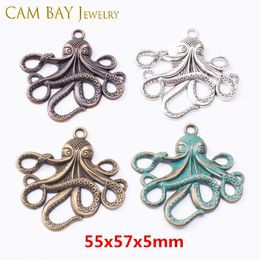 20pcs 55 57mm 4 Colors Alloy Octopus Antique Charms Bronze Metal Pendants Charm for DIY Necklace & Bracelets Jewelry Making Handmade Cr 269J