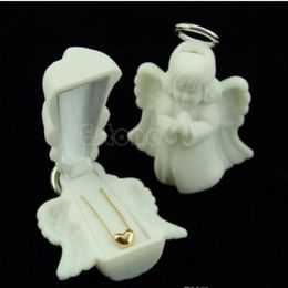 Flocking White Jewelry Box Luxury Angel Velvet Jewelry Rings Necklace Display Box Gift Container Case Jewelry Packaging 20pcs lot GA33 3110