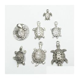 Charms 7 Styles Sea Turtles Tortoise Pendants 100Pcs/Lot Ancient Jewelry Findings Components Diy Fit Necklace Bracelets Drop Delivery Dhc0E